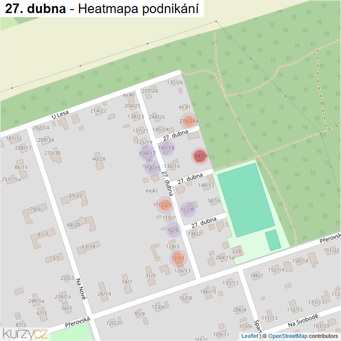 Mapa 27. dubna - Firmy v ulici.