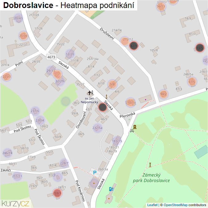 Mapa Dobroslavice - Firmy v části obce.