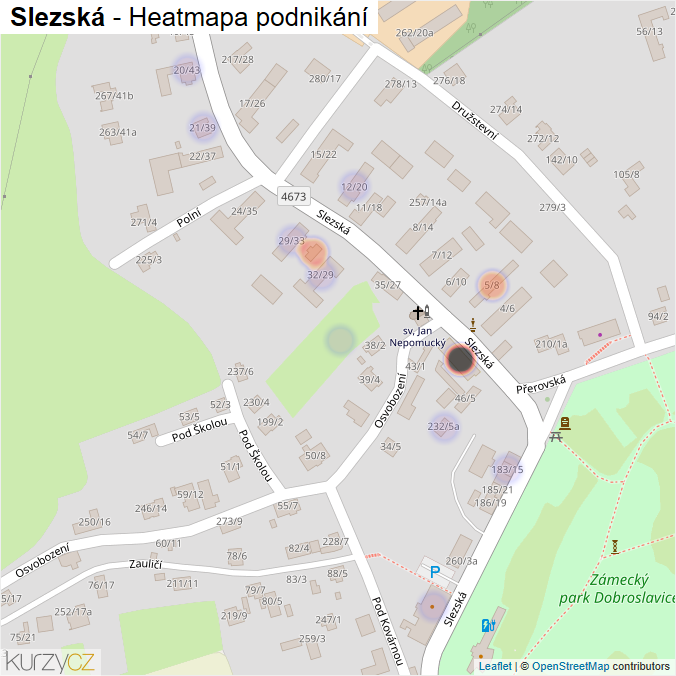 Mapa Slezská - Firmy v ulici.