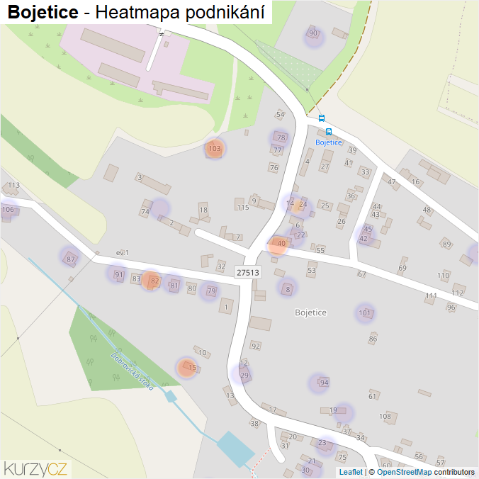 Mapa Bojetice - Firmy v části obce.