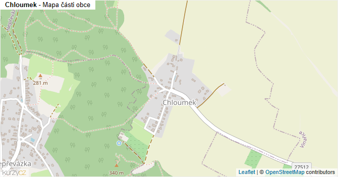 Chloumek - mapa části obce