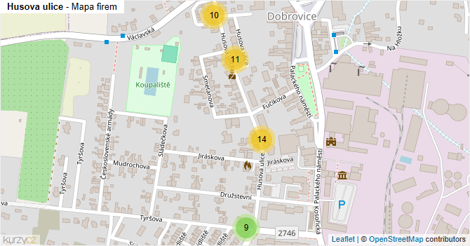 Husova ulice - mapa firem