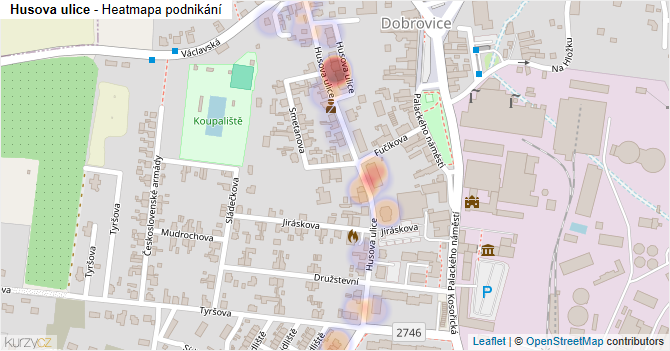 Husova ulice - mapa podnikání