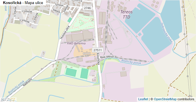 Kosořická - mapa ulice
