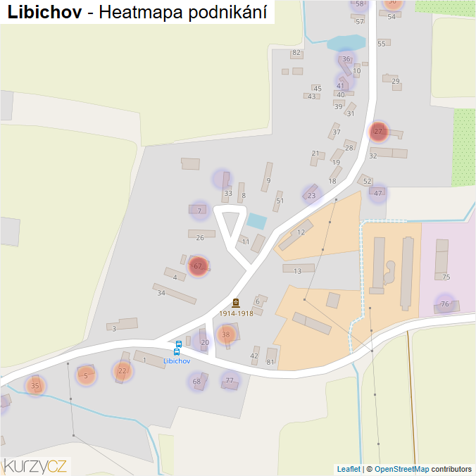 Mapa Libichov - Firmy v části obce.