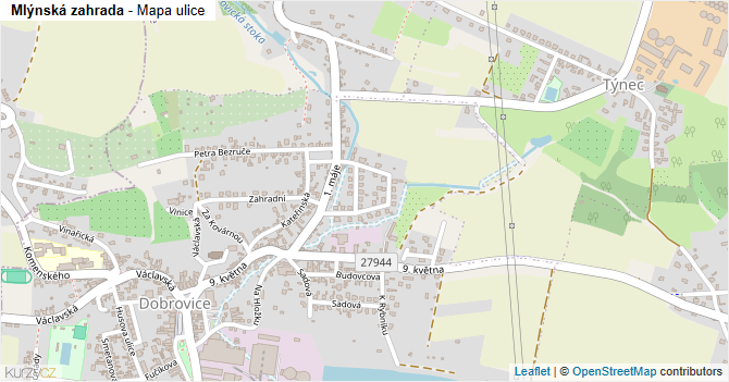 Mlýnská zahrada - mapa ulice