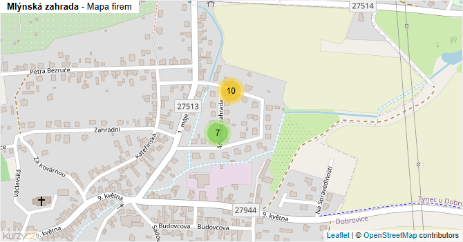 Mlýnská zahrada - mapa firem