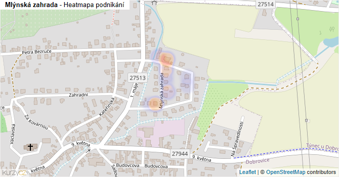 Mlýnská zahrada - mapa podnikání