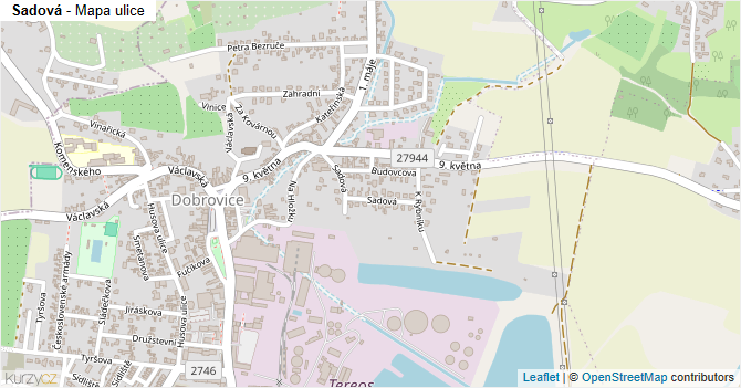 Sadová - mapa ulice