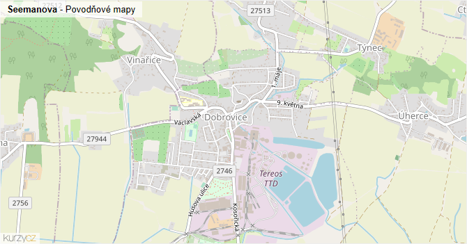Seemanova - záplavové mapy stoleté vody
