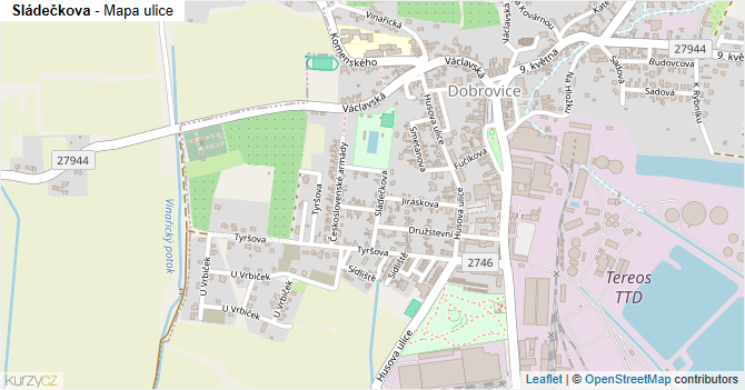 Sládečkova - mapa ulice