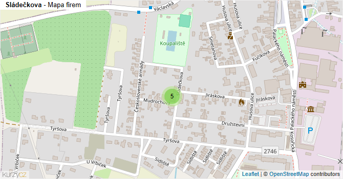 Sládečkova - mapa firem