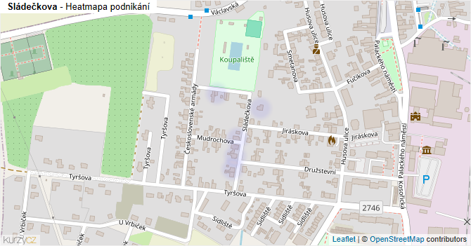 Sládečkova - mapa podnikání