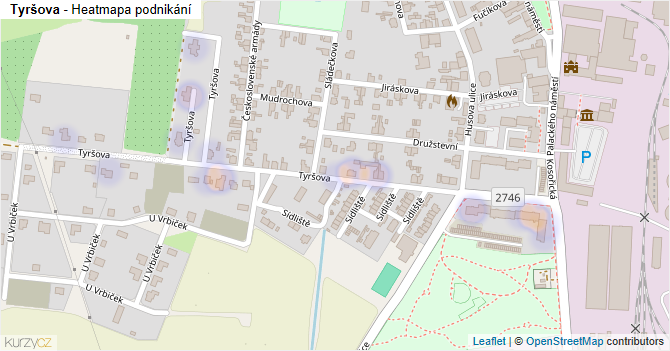 Tyršova - mapa podnikání