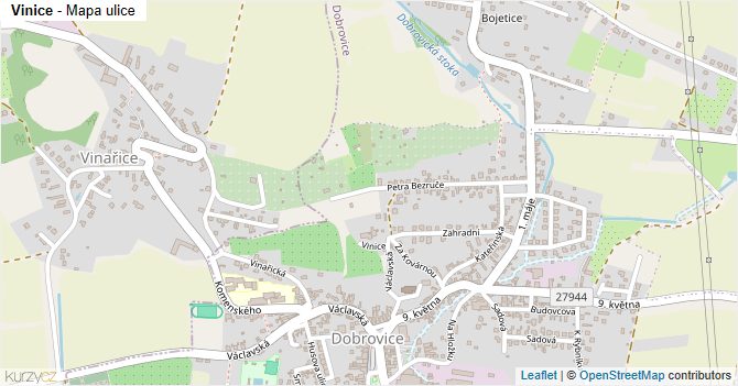 Vinice - mapa ulice