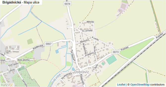 Brigádnická - mapa ulice