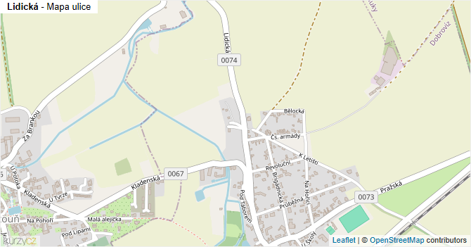 Lidická - mapa ulice
