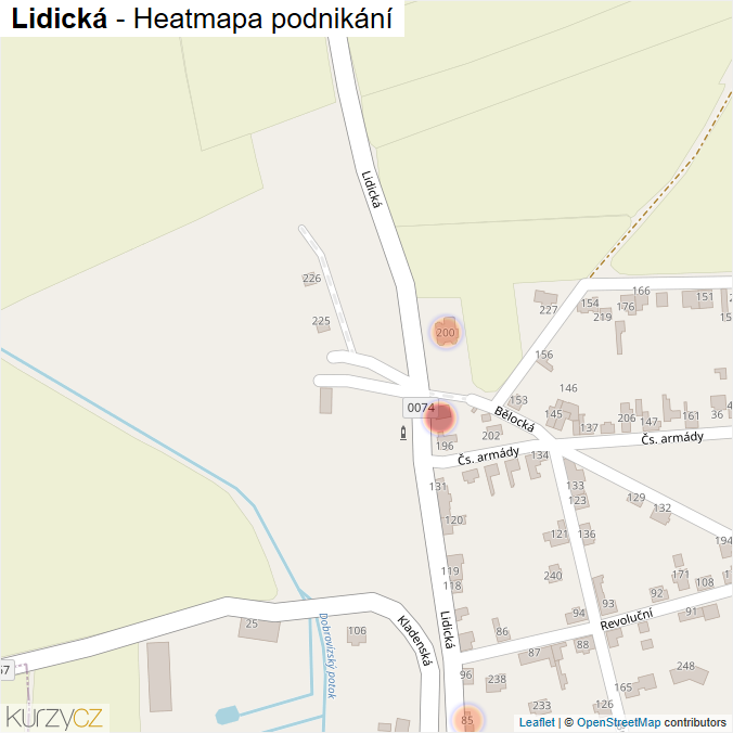 Mapa Lidická - Firmy v ulici.