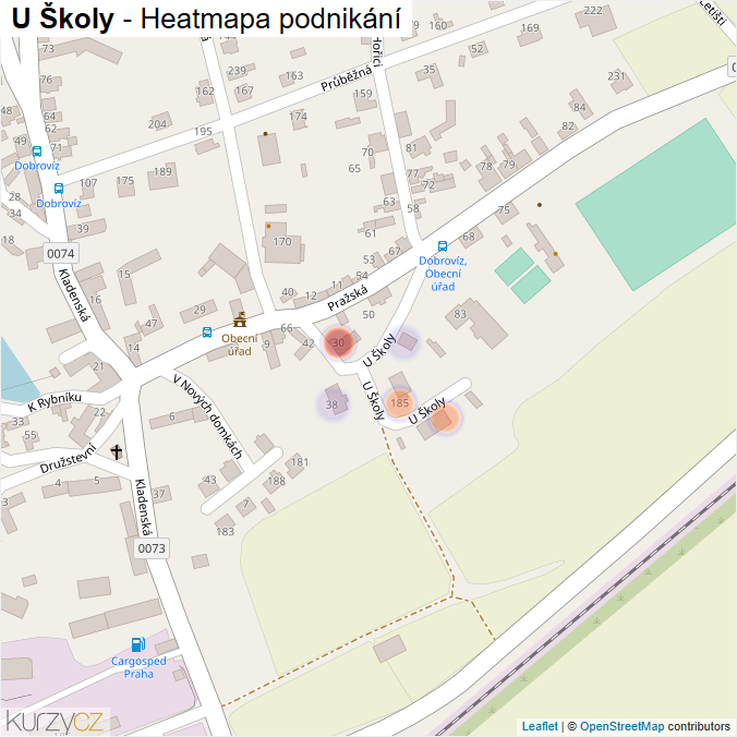 Mapa U Školy - Firmy v ulici.