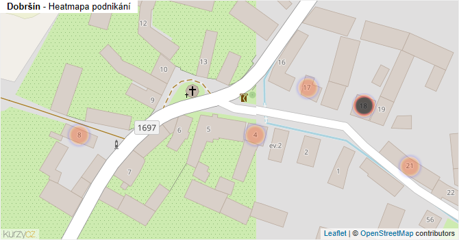 Dobršín - mapa podnikání