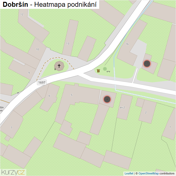 Mapa Dobršín - Firmy v obci.