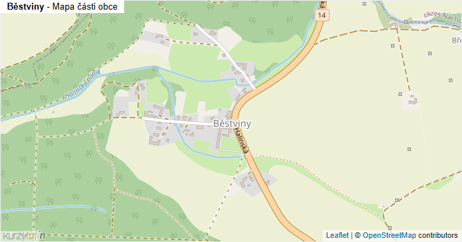 Běstviny - mapa části obce