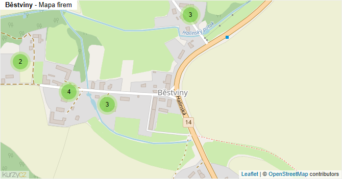 Běstviny - mapa firem