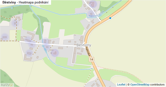 Běstviny - mapa podnikání