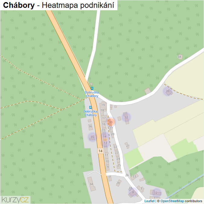 Mapa Chábory - Firmy v části obce.