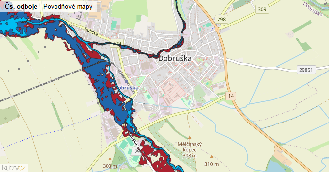 Čs. odboje - záplavové mapy stoleté vody
