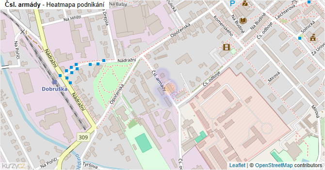 Čsl. armády - mapa podnikání