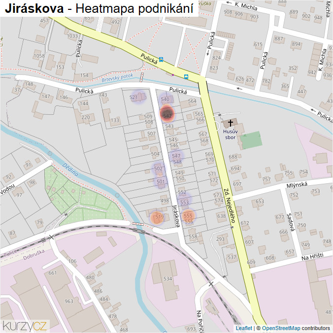 Mapa Jiráskova - Firmy v ulici.