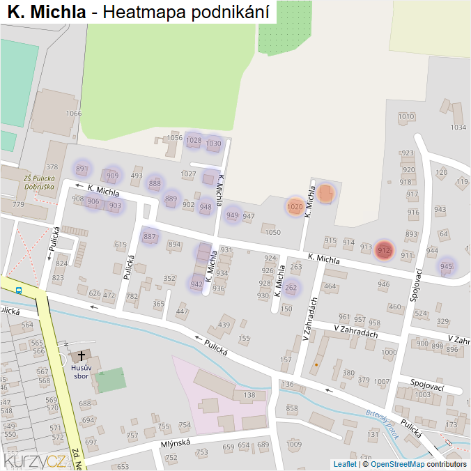 Mapa K. Michla - Firmy v ulici.