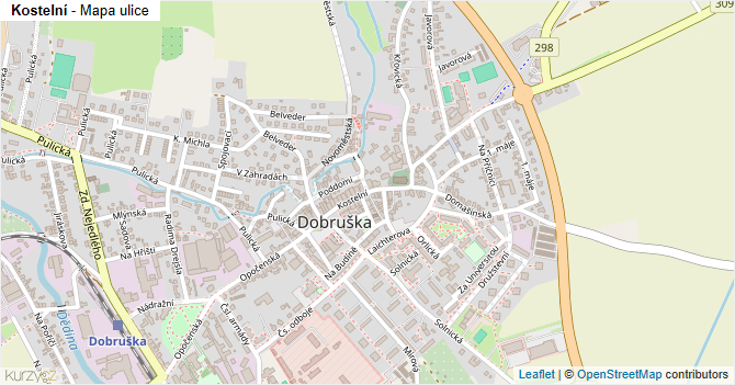Kostelní - mapa ulice