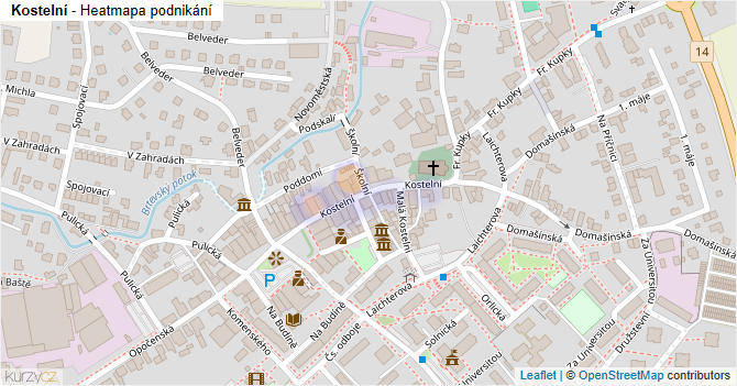 Kostelní - mapa podnikání
