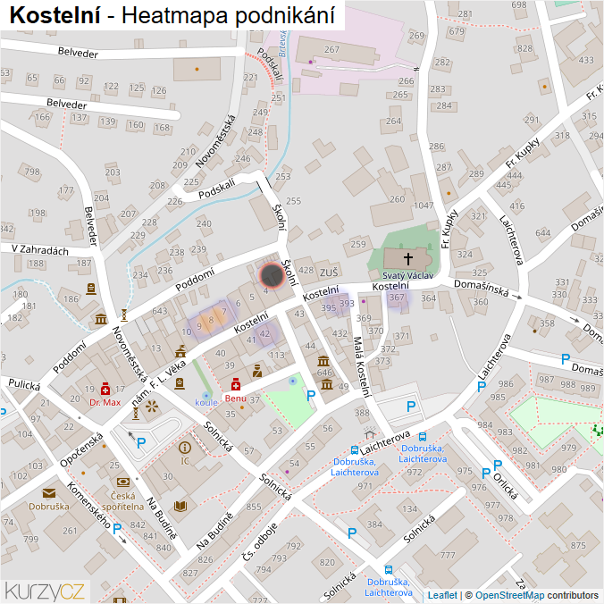 Mapa Kostelní - Firmy v ulici.