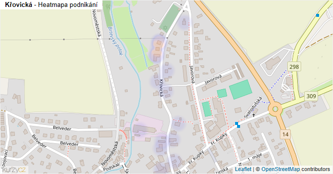 Křovická - mapa podnikání