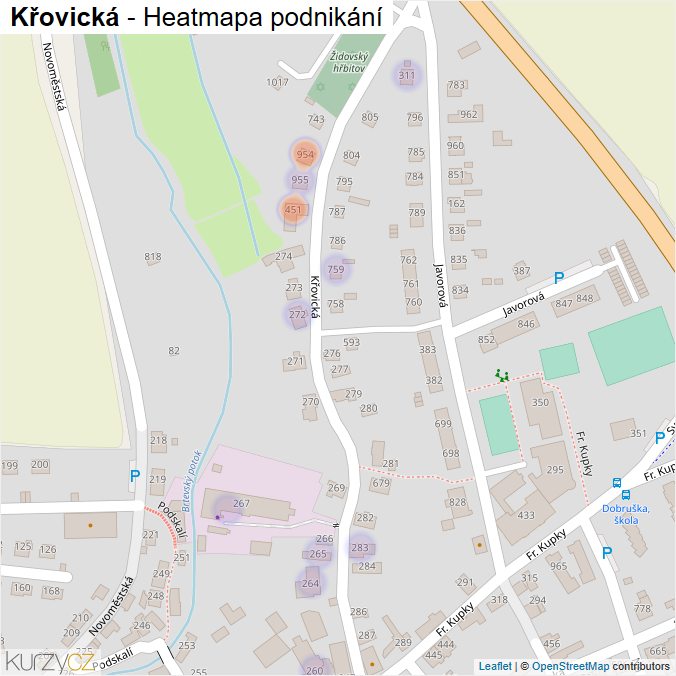 Mapa Křovická - Firmy v ulici.