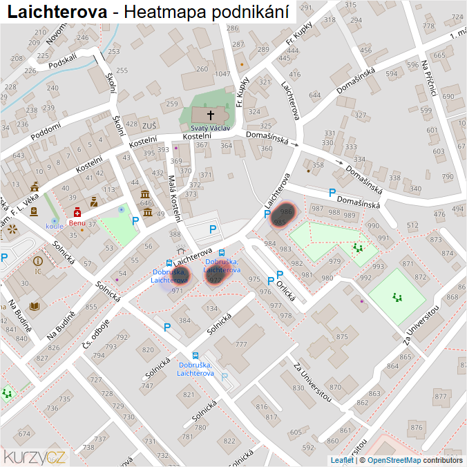 Mapa Laichterova - Firmy v ulici.