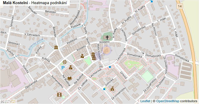 Malá Kostelní - mapa podnikání
