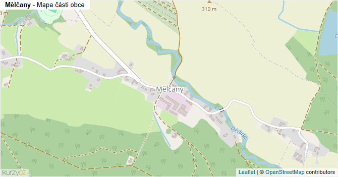Mělčany - mapa části obce