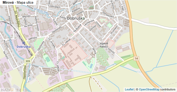 Mírová - mapa ulice