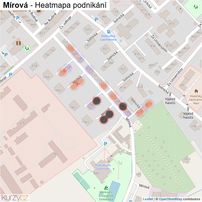Mapa Mírová - Firmy v ulici.