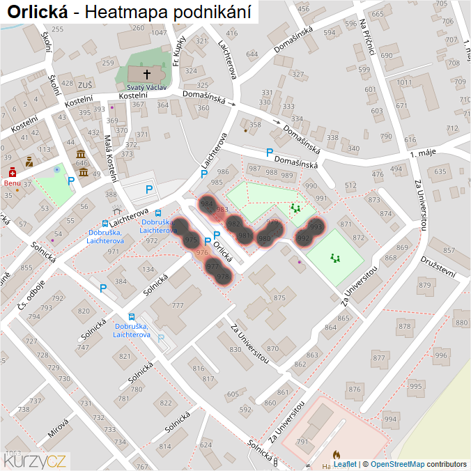Mapa Orlická - Firmy v ulici.