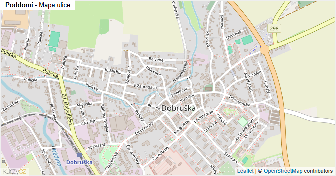 Poddomí - mapa ulice
