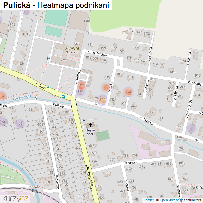 Mapa Pulická - Firmy v ulici.