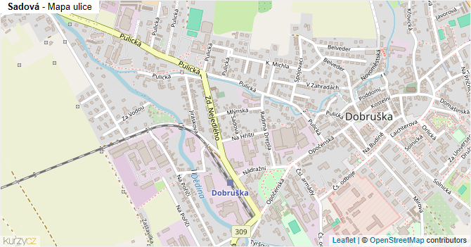Sadová - mapa ulice