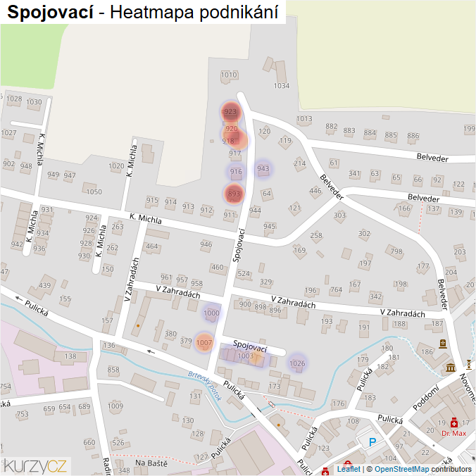 Mapa Spojovací - Firmy v ulici.