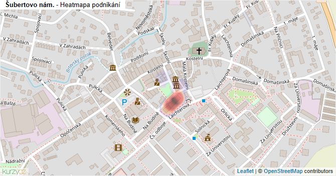 Šubertovo nám. - mapa podnikání