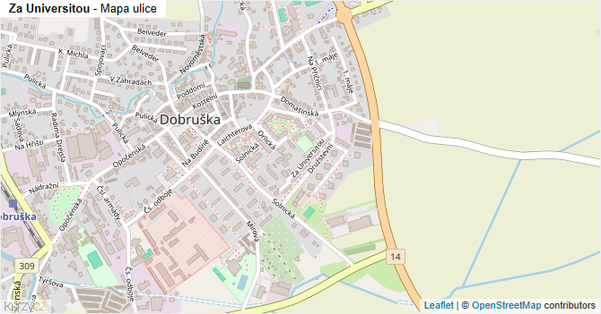 Za Universitou - mapa ulice